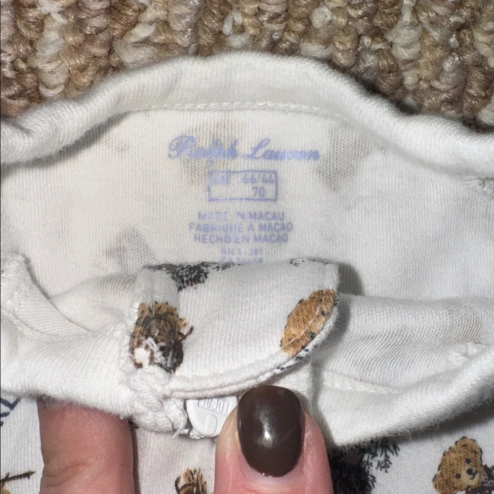 Ralph Lauren White Baby Onesie with Animal Design